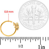 20G 5/16 Green CZ Gem Gold Tone Nautical Crab Nose Hoop