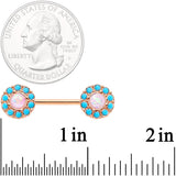 14G 9/16 White Faux Opal Gold Tone Southwestern Nipple Ring Set