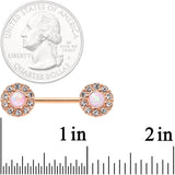 14G 9/16 White Faux Opal Rose Gold Tone Wreath Nipple Ring Set