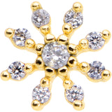 20G 1/4 Clear CZ Gem Gold Tone Flower L Shaped Nose Ring