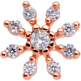 20G 1/4 Clear CZ Gem Rose Gold Tone Flower L Shaped Nose Ring