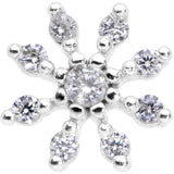 20G 1/4 Clear CZ Gem Flower L Shaped Nose Ring
