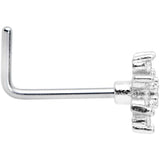 20G 1/4 Clear CZ Gem Flower L Shaped Nose Ring