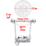 14G 5/8 Clear Gem Nap Cat Dangle Nipple Ring Set