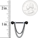 14G Black Chain Dangle Nipple Ring Set