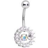 Clear Aurora Gem Purple Pearlescent Fashion Belly Ring Set of 3