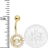 Clear Aurora Gem Gold Tone Elegant Dance Crown Belly Ring