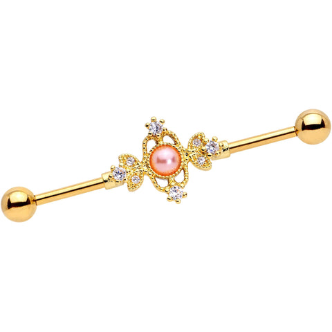 14G Clear CZ Gem Pink Orb Fit for a Queen Industrial Barbell 38mm