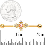 14G Clear CZ Gem Pink Orb Fit for a Queen Industrial Barbell 38mm