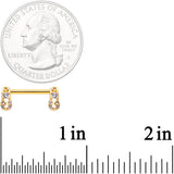 14G 9/16 Clear CZ Gem Gold Tone Safety Pin Nipple Ring Set