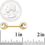 14G 9/16 Clear Gem Orbit Loop Crescent Moon Star Nipple Ring Set