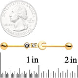 14G Clear Gem Gold Tone Crescent Wrench Industrial Barbell 38mm