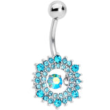 Aqua Gem Elegant Dance Wreath Belly Ring