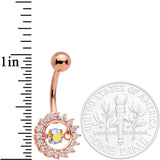 Clear Aurora Gem Rose Gold Tone Elegant Dance Crown Belly Ring