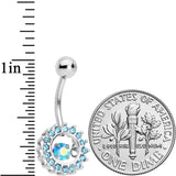 Aqua Gem Elegant Dance Crown Belly Ring