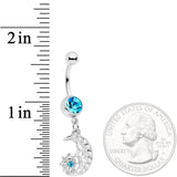 Aqua Gem Peaceful Night Star Moon Dangle Belly Ring
