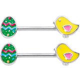 14G 5/8 Easter Egg and Chick Barbell Nipple Ring Set