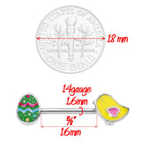 14G 5/8 Easter Egg and Chick Barbell Nipple Ring Set