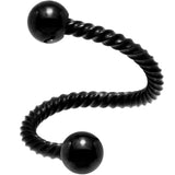 14G 3/8 Black Twisted Spiral Twister Belly Ring
