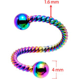 14G 3/8 Rainbow Twisted Spiral Twister Belly Ring