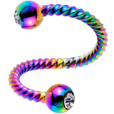 14G 3/8 Clear Gem Rainbow Twist Spiral Twister Belly Ring
