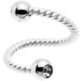 14G 3/8 Clear Gem Twist Spiral Twister Belly Ring