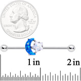 14G Blue White Faux Opal Starry Moon Industrial Barbell 38mm