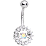 Clear Aurora Gem Elegant Dance Crown Belly Ring