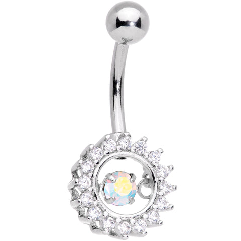 Clear Aurora Gem Elegant Dance Crown Belly Ring