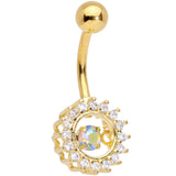 Aurora Gem Gold Tone Elegant Dance Belly Ring Set of 3
