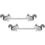 14G Clear Gem Squirrel BCR Barbell Nipple Ring Set of 4