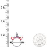 14G Clear Gem Pink Princess Unicorn Nipple Shield Set