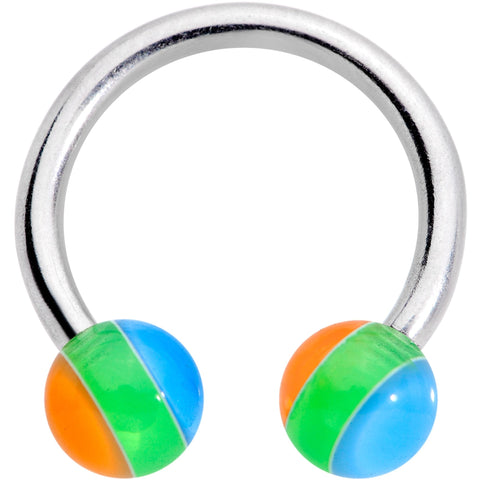 14G 7/16 Beach Ball Acrylic Ball Horseshoe Circular Barbell