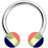 14G 7/16 Deco Stripe Acrylic Ball Horseshoe Circular Barbell