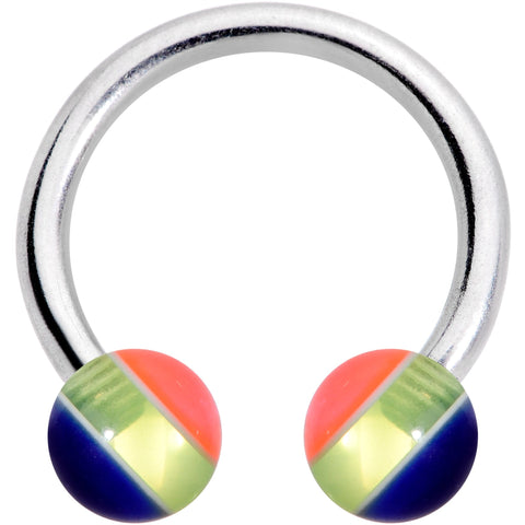 14G 7/16 Deco Stripe Acrylic Ball Horseshoe Circular Barbell