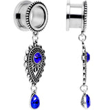 Blue Gem Filigree Drop Dangle Screw Fit Tunnel Plug Set 6mm to 16mm
