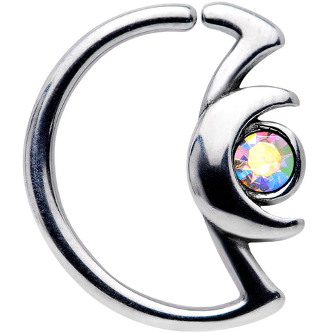 18G 3/8 Aurora Gem Crescent Moon Closure Ring