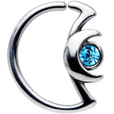 18G 3/8 Aqua Gem Crescent Moon Closure Ring