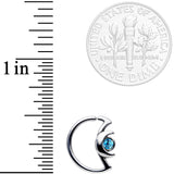 18G 3/8 Aqua Gem Crescent Moon Closure Ring