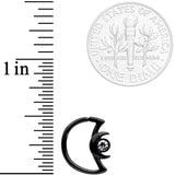 18G 3/8 Clear Gem Black Crescent Moon Closure Ring