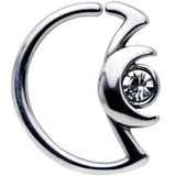 18G 3/8 Clear Gem Crescent Moon Closure Ring