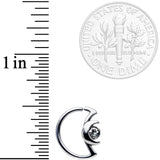 18G 3/8 Clear Gem Crescent Moon Closure Ring