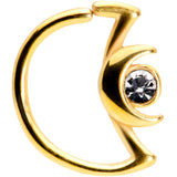 18G 3/8 Clear Gem Gold Tone Crescent Moon Closure Ring