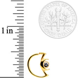 18G 3/8 Clear Gem Gold Tone Crescent Moon Closure Ring