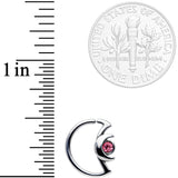 18G 3/8 Pink Gem Crescent Moon Closure Ring