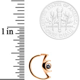 18G 3/8 Clear Gem Rose Gold Tone Crescent Moon Closure Ring