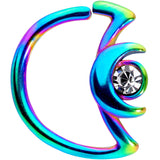 18G 3/8 Clear Gem Rainbow Crescent Moon Closure Ring