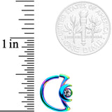 18G 3/8 Clear Gem Rainbow Crescent Moon Closure Ring