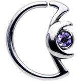 18G 3/8 Purple Gem Crescent Moon Closure Ring