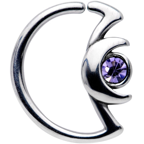 18G 3/8 Purple Gem Crescent Moon Closure Ring